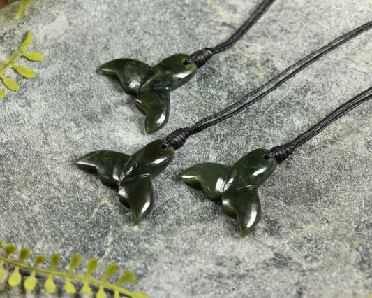 NZ Greenstone XSmall Whale Tail Pendant (BM686) Rimu Pounamu