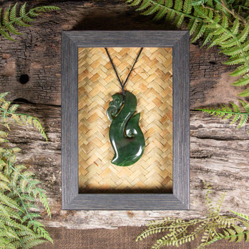 NZ Greenstone Framed Manaia Pendant (CA512) Kawakawa Pounamu