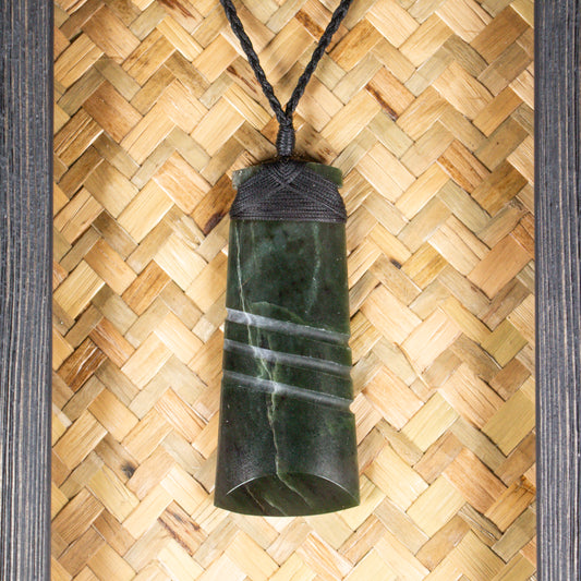 NZ Greenstone Framed Toki Pendant (CA513) Kawakawa Pounamu