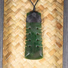 NZ Greenstone Framed Toki with Notches Pendant (CA515) Kawakawa Pounamu