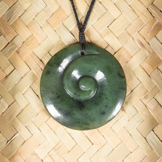 NZ Greenstone Framed Koru Pendant (CA502) Hapopo Pounamu