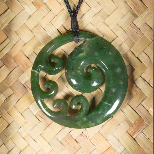 NZ Greenstone Framed Koru Pendant (CA504) Hapopo Pounamu