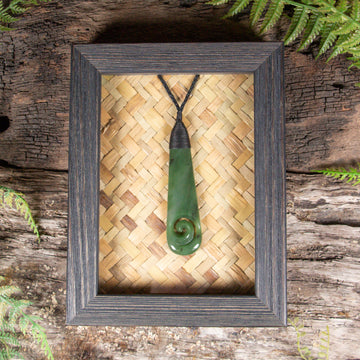 NZ Greenstone Framed Roimata with Koru Pendant (CA505) Hapopo Pounamu