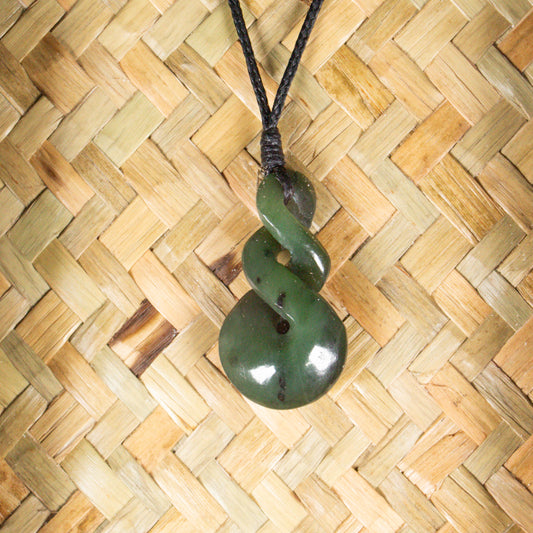 NZ Greenstone Framed Twist Pendant (CA506) Hapopo Pounamu