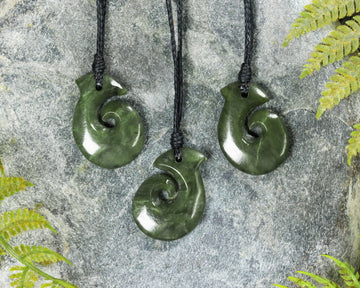 NZ Greenstone XSmall Hei Matau Pendant (BN160) Hapopo Pounamu