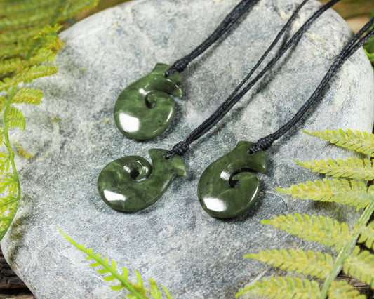 NZ Greenstone XSmall Hei Matau Pendant (BN160) Hapopo Pounamu