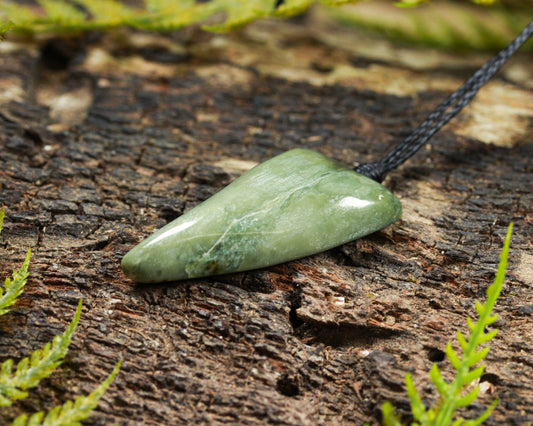NZ Greenstone Small Freeform Niho Taniwha Tooth Pendant (BN014) Hapopo Pounamu