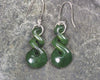 Twist Earrings carved from Kawakawa Pounamu - NZ Greenstone
