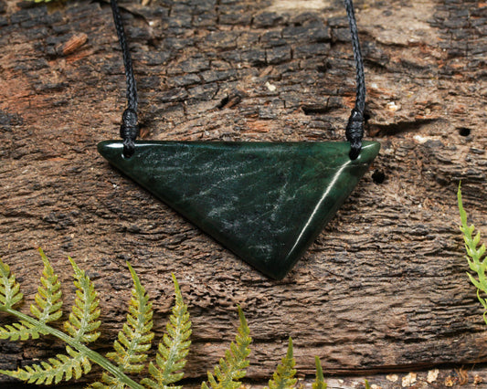 NZ Greenstone Medium Freeform Shield or Breastplate Pendant (BN012) Kawakawa Pounamu