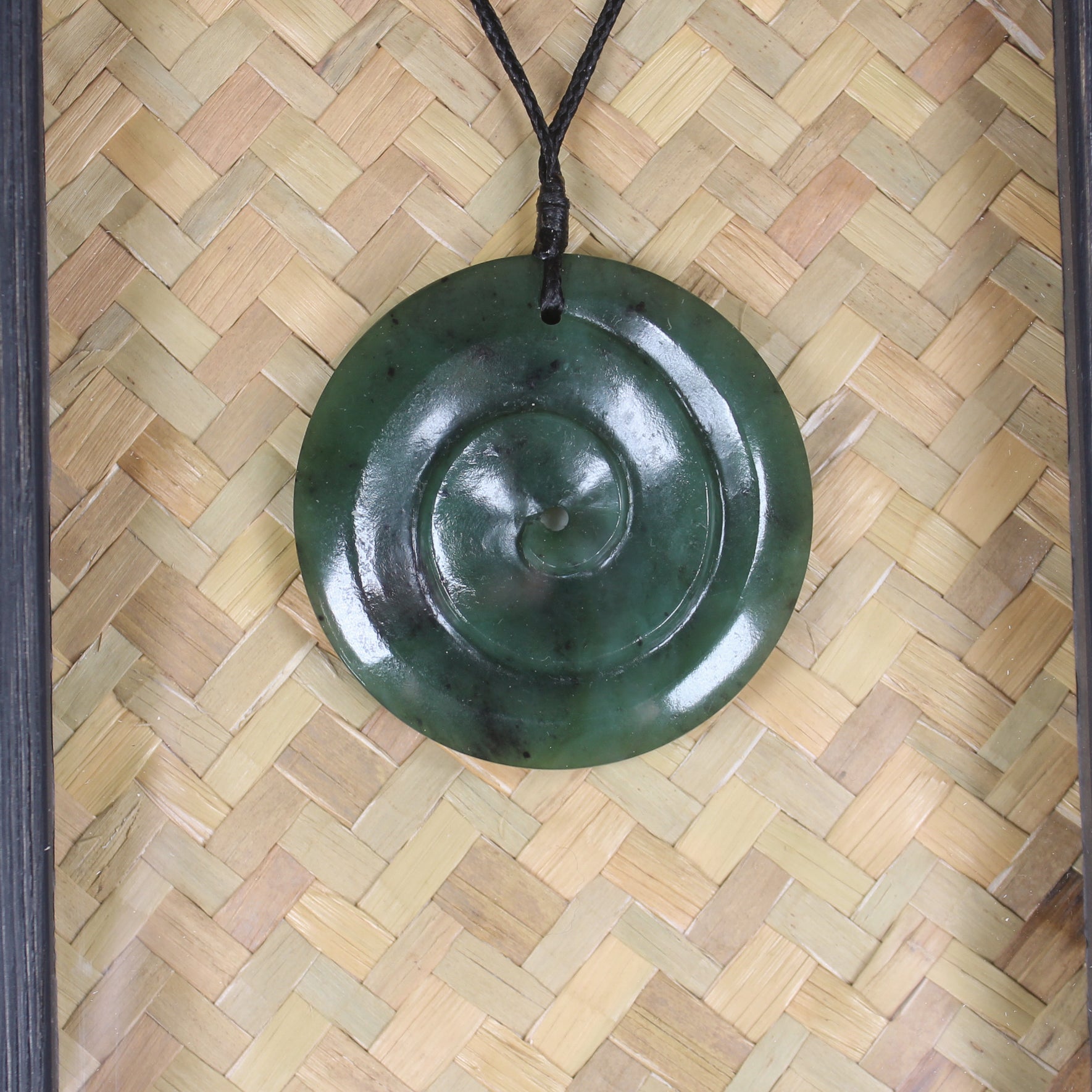 Framed Hapopo Pounamu Koru Pendant - NZ Greenstone