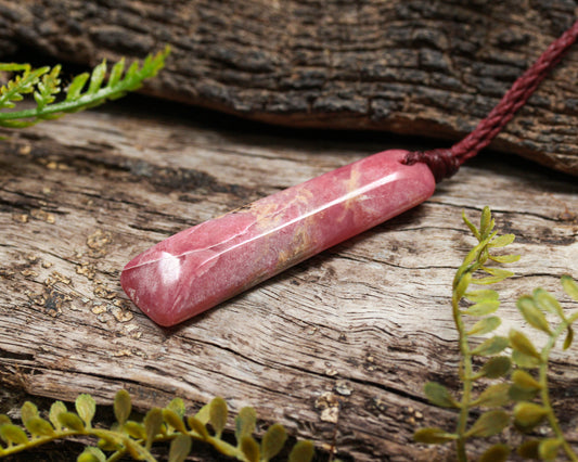 Rhodonite Small Freeform Toki Pendant (BN017)