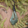 Hei Matau or Fish Hook carved from Hapopo Pounamu - NZ Greenstone