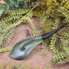 Hei Matau or Fish Hook carved from Hapopo Pounamu - NZ Greenstone