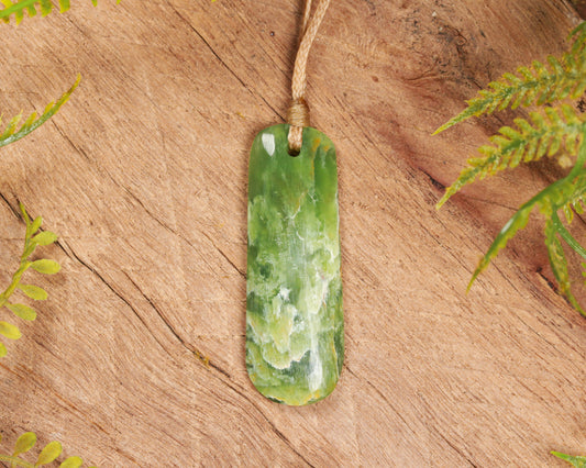 NZ Greenstone Small Freeform Roimata Pendant (BN597) Flower Jade Pounamu