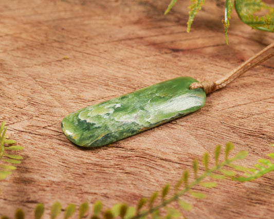 NZ Greenstone Small Freeform Roimata Pendant (BN597) Flower Jade Pounamu