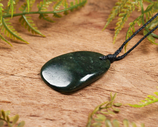 NZ Greenstone Small Freeform Roimata Pendant (BN607) Kawakawa Pounamu