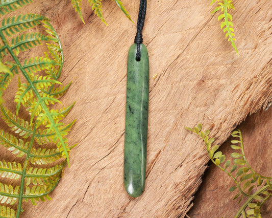 NZ Greenstone Medium Freeform Roimata Pendant (BN591) Hapopo Pounamu