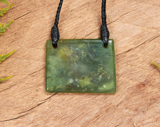 NZ Greenstone XSmall Freeform Shield or Breastplate Pendant (BN744) Flower Jade Pounamu