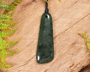 NZ Greenstone Medium Freeform Toki Pendant (BN745) Rimu Pounamu