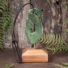 NZ Greenstone XXLarge Manaia Pendant with Stand Kawakawa Pounamu