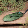 NZ Greenstone XXLarge Manaia Pendant with Stand Kawakawa Pounamu