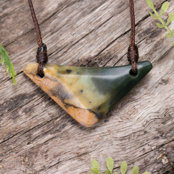 NZ Greenstone XSmall Freeform Shield or Breastplate Pendant Flower Jade Pounamu
