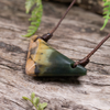 NZ Greenstone XSmall Freeform Shield or Breastplate Pendant Flower Jade Pounamu