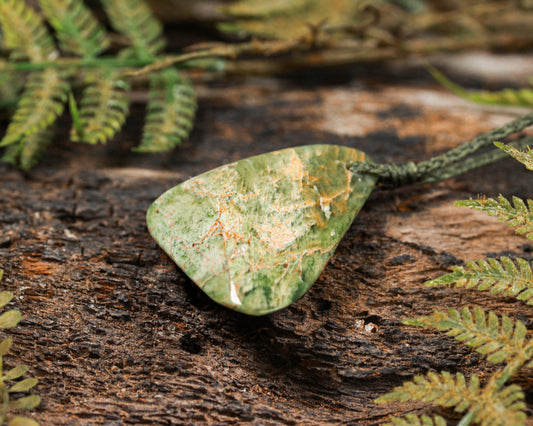 NZ Greenstone Small Freeform Pendant (BN176) Flower Jade Pounamu