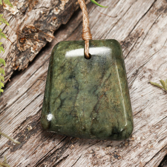 NZ Greenstone Medium Freeform Toki Pendant (BP296) Rimu Pounamu