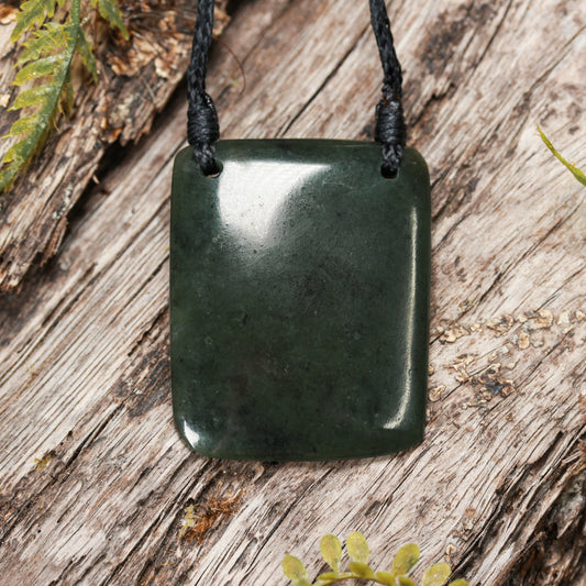 NZ Greenstone Small Freeform Shield or Breastplate Pendant (BP314) Kawakawa Pounamu