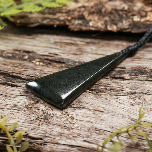 NZ Greenstone Small Freeform Toki Pendant (BP313) Rimu Pounamu