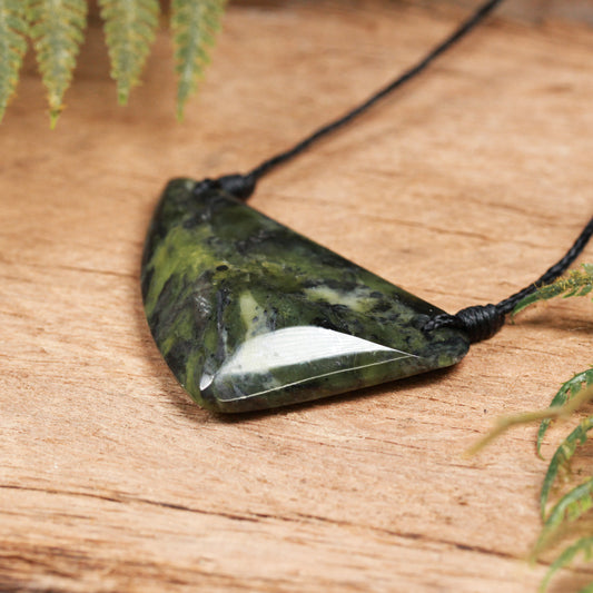 NZ Greenstone Medium Freeform Shield or Breastplate Pendant (BP294) Douglas Creek Pounamu