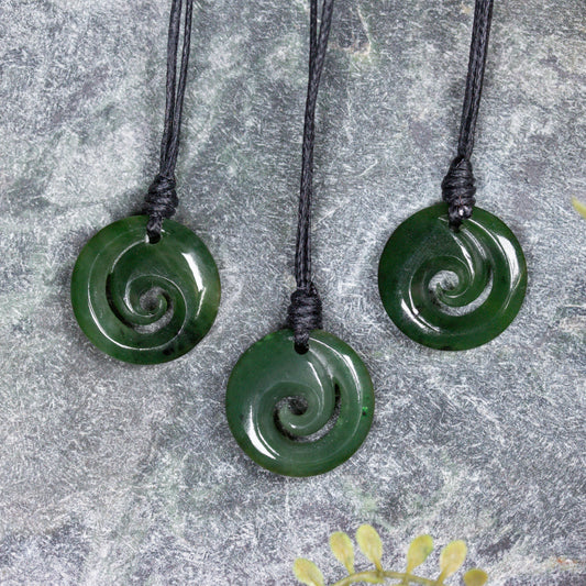 NZ Greenstone XSmall Koru Pendant  Kawakawa Pounamu