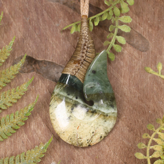 Flower Jade Hei Matau pendant  - NZ Greenstone
