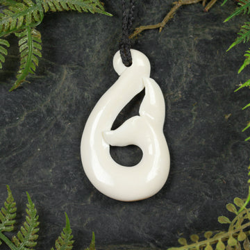 NZ Bone Medium Whale Tail Pendant (BN205)