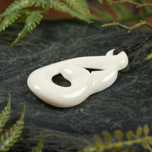 NZ Bone Medium Whale Tail Pendant (BN205)