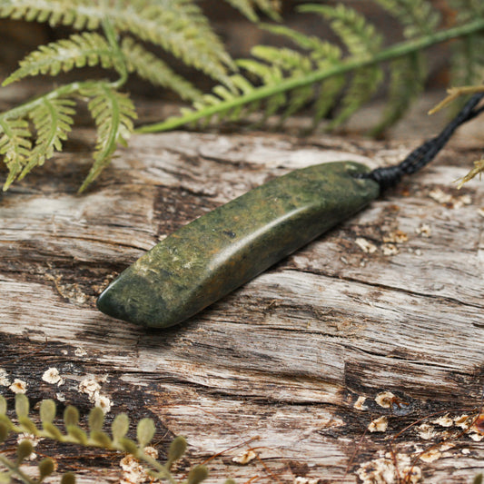 NZ Greenstone Medium Freeform Toki Pendant (BN178) Flower Jade Pounamu