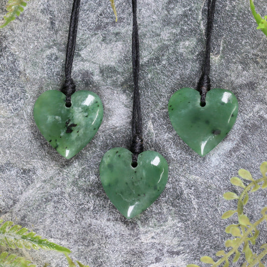 NZ Greenstone XSmall Heart Pendant Hapopo Pounamu