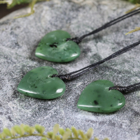 NZ Greenstone XSmall Heart Pendant Hapopo Pounamu