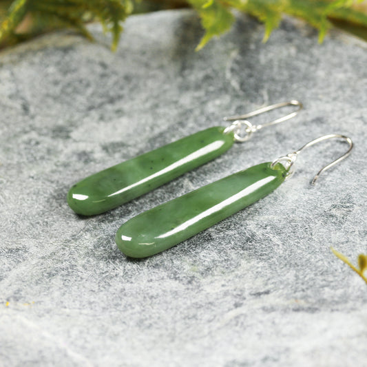 NZ Greenstone Small Roimata Earrings (BP733) Hapopo Pounamu