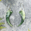 NZ Greenstone Small Huia Beak Earrings (BC399) Hapopo Pounamu