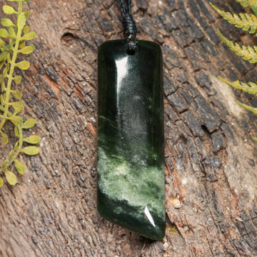 NZ Greenstone Small Freeform Toki Pendant (BP764) Kawakawa Pounamu