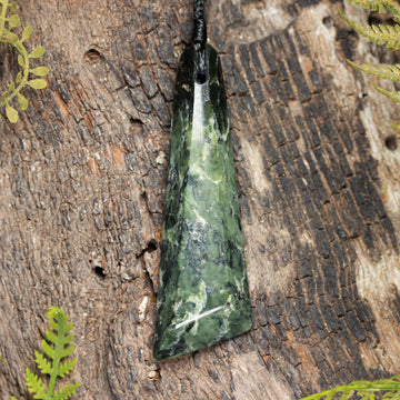 NZ Greenstone Large Freeform Toki Pendant (BP767) Douglas Creek Pounamu