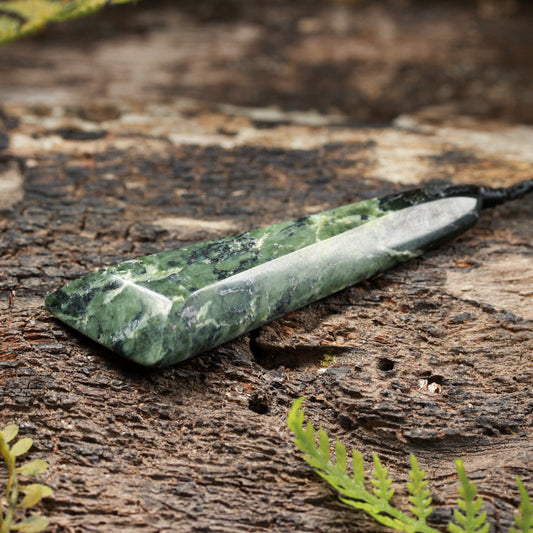NZ Greenstone Large Freeform Toki Pendant (BP767) Douglas Creek Pounamu