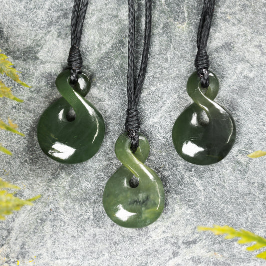 NZ Greenstone XSmall Twist Pendant (BN189) Kawakawa Pounamu