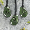 NZ Greenstone XSmall Hei Matau Pendant (BN196) Hapopo Pounamu