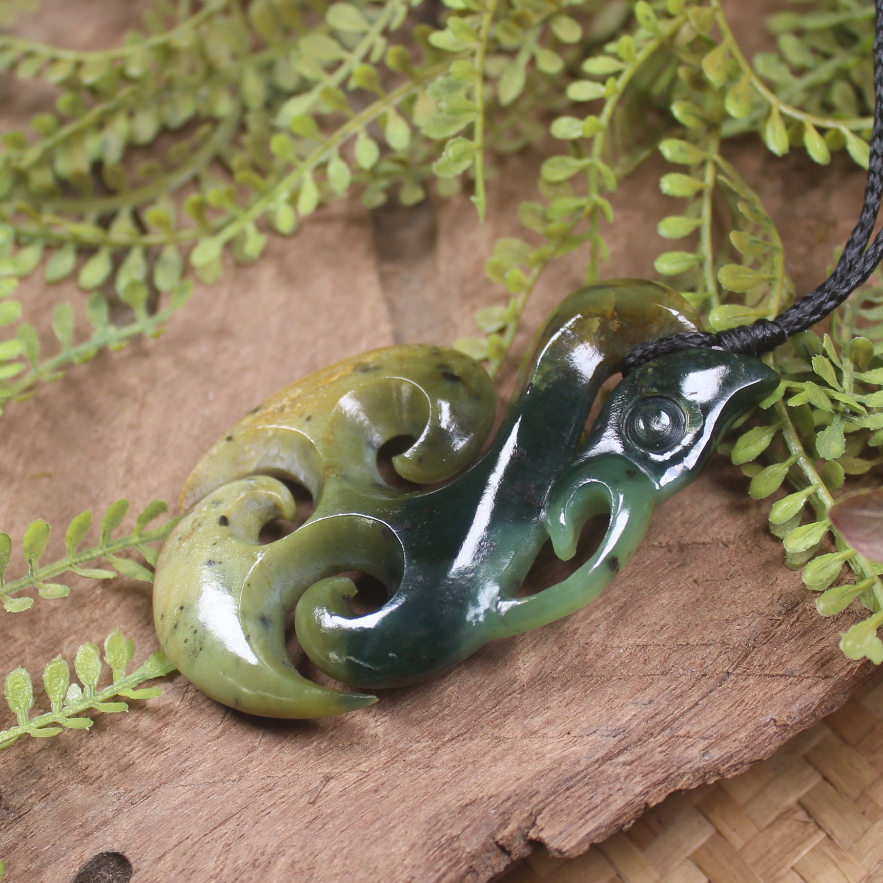 Manaia carved from Flower Jade Pounamu - NZ Greenstone
