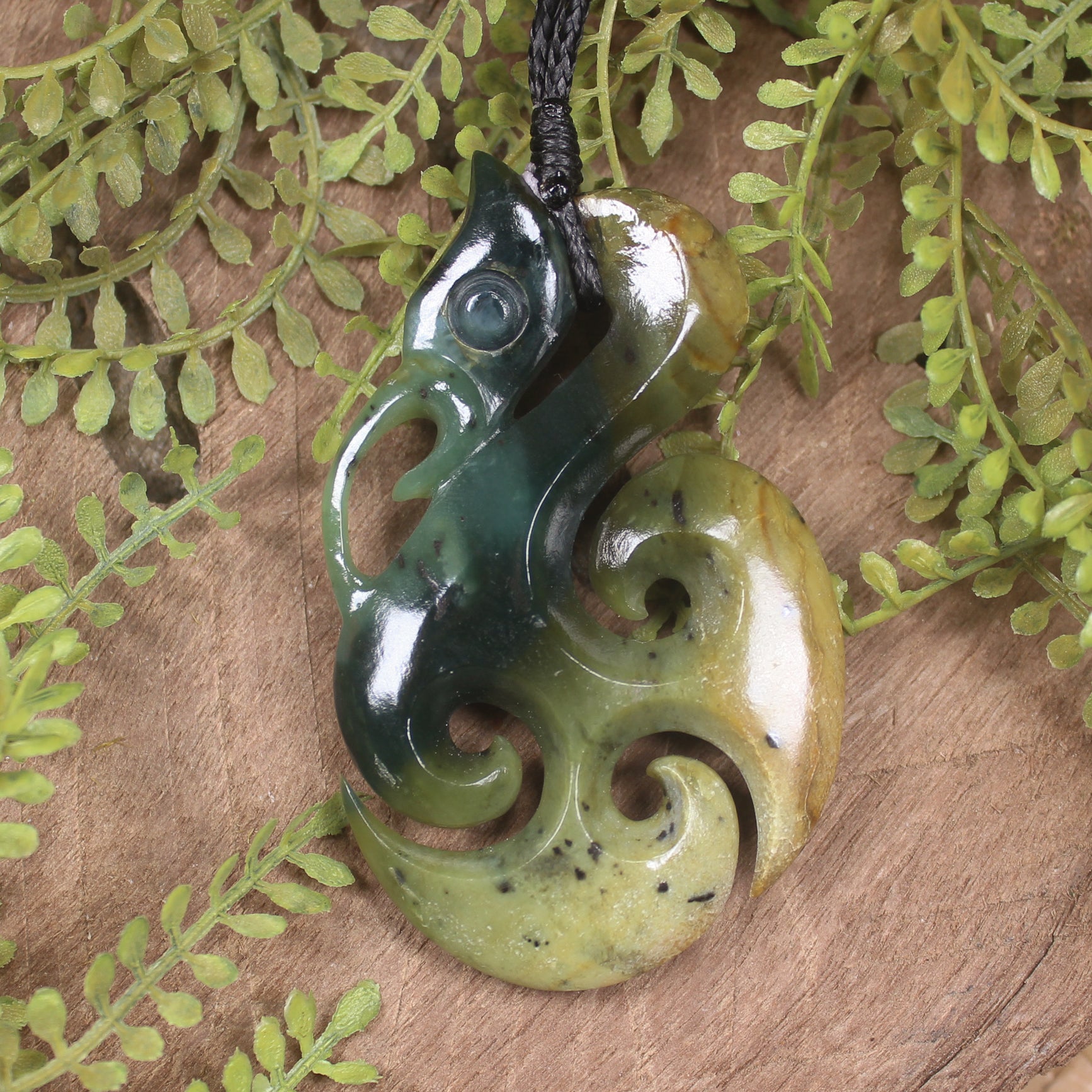 Manaia carved from Flower Jade Pounamu - NZ Greenstone
