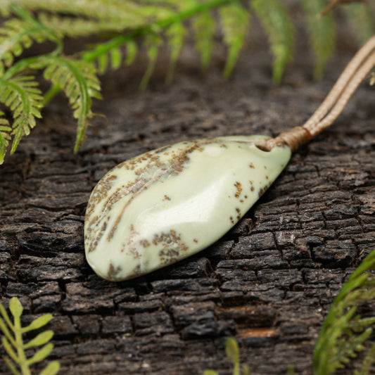 NZ Greenstone Small Freeform Pendant (BP238) Flower Jade Pounamu