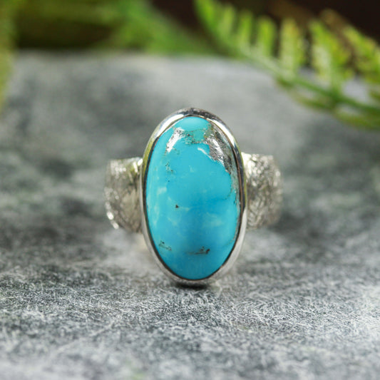 Kingman Mine Turquoise Sterling Silver Ring S8 (S600)